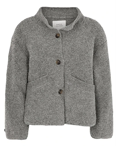 Rabens Saloner - Emel Sheep Knit Reverse Jakke - Grey Melange